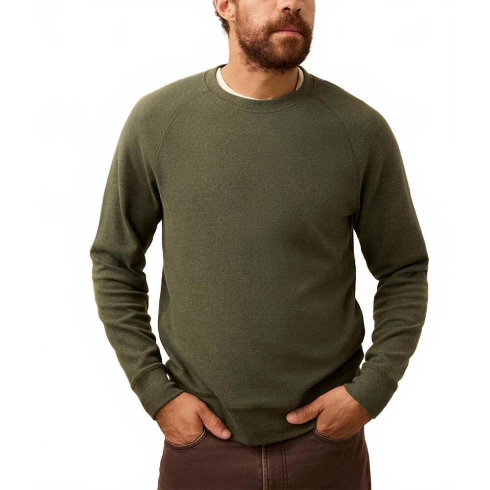 NEW FAHERTY legend crew sweater in evergreen twill